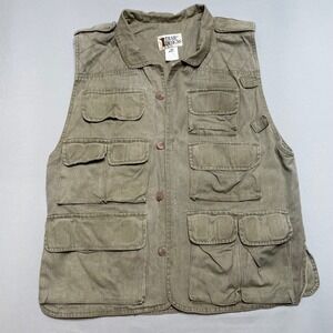 Trail Designs Mens Vintage Canvas Utility Vest Multi Pocket Cargo Tactical‎ Camp